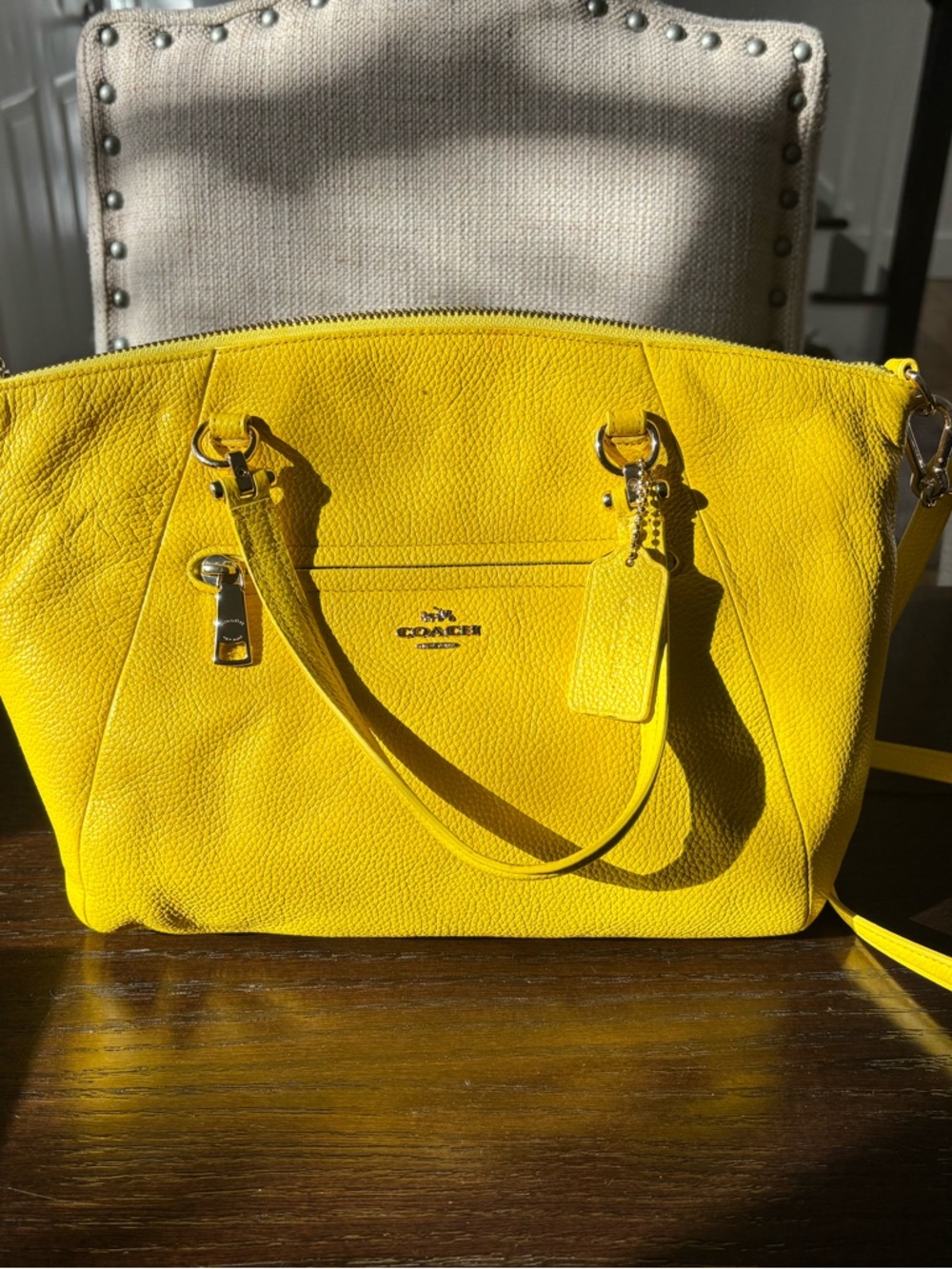 Coach Vibrant Yellow Pebbled Leather Tote
